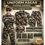 Uniform Askar Kanak Kanak 4pcs Baju Tentera Budak Army Costume Kids Set Lengkap Baju Seluar