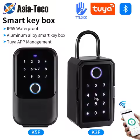 Waterproof Key Safe TTlock/Tuya Fingerprint Bluetooth Key Box App Remote Unlock Wall Mount Security