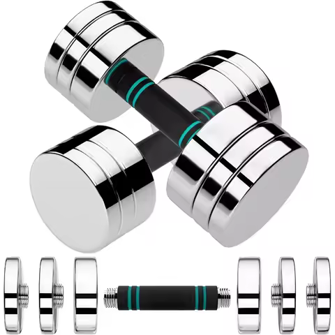 Steel Adjustable Dumbbell Set of 2 for Home Gym and Office Exercise: 5 10 15lb Free Weights with Non