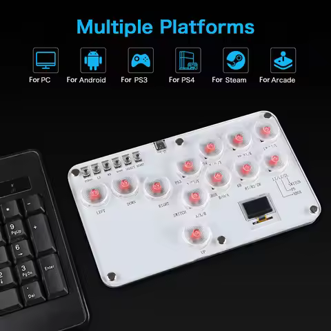 Arcade Joystick 12Keys All-Button Mini Fighting Game Arcade Stick Arcade Fightstick Stickless Arcade