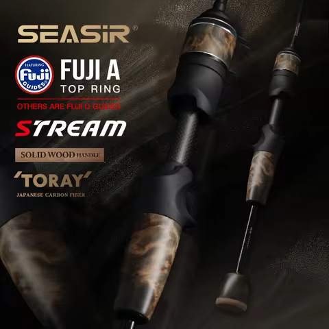 Seasir Stream Spining Baitcasting Fihsing Rods Ultralight Carbon Solid Wood Handle Fuji A+O 40T Carb
