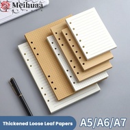 MEIHUAA 80Sheets Notebook Refill Paper, A5/A6/A7 Kraft Paper Loose Leaf Paper, Simple Horizontal Lin