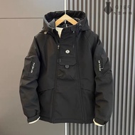 M-5XL Jacket Men 大码外套 男生外套 外套男 大码男装 男外套 连帽外套男 秋冬季连帽工装外套 休闲双拉链防风防水冲锋衣外套 HSLZ