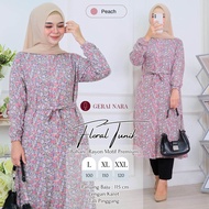 Baju Anessa Tunik Motif Bunga Floral Long Tunik Rayon Premium