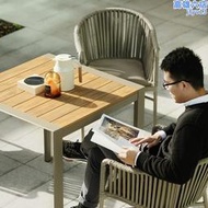 mwh 戶外庭院休閒桌椅花園休閒鋁合金藤椅塑木餐桌椅組合桌子椅子