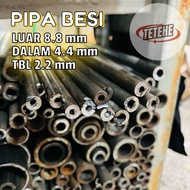 pipa besi seamless od 8.8mm id 4.4mm tebal 2.2mm panjang 50cm