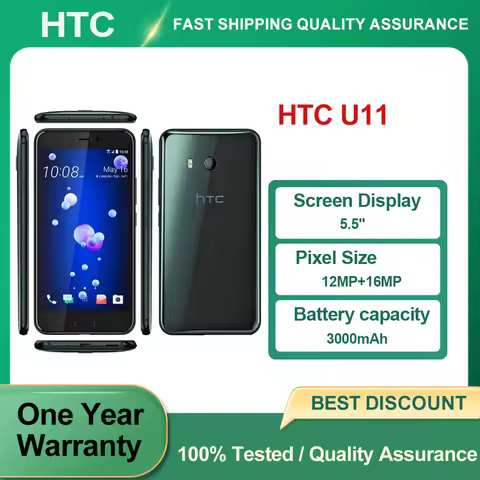 HTC U11 Refurbished Unlocked Original Fingerprint Single sim 12MP 5.5" inches Phone 4G Good Conditio
