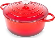 Cast Iron Dutch Oven with Lid – Non-Stick Ovenproof Enamelled Casserole Pot – Sturdy Dutch Oven Cookware – Red, 7.3-Quart, 30cm – by Nuovva