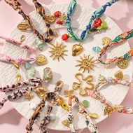 Fabric Necklace Scraft Necklace Unique Vintage Charm Pendant Necklace Ribbon Scarf Rantai Leher Pere