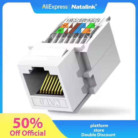 Natalink Cat6 RJ45 Tool-Less Keystone Ethernet Module Female Jack Network Punch Down Connector (Not 