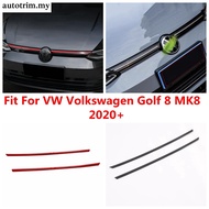 Front Middle Grille Mesh Garnish Strip Cover Trim Accessories For VW Volkswagen Golf 8 MK8 2020 - 20