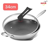 34cm 316 high grade stainless steel cook wok, nano non stick technology, 7 layers steel structure