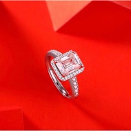 S925 Sterling Silver 1 ct Emerald cut Moissanite Diamond ring cincin