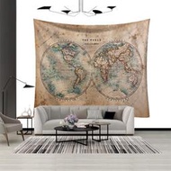 歐美復古世界地圖掛布ins墻面裝飾壁飾掛毯壁毯沙灘巾攝影背景布【吉星家居】