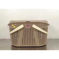 LAUNDRY BASKET WHITE HANDLE WITH HANDLE 7033