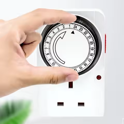 2/3-Pin Plug Energy Saving Timer Socket 15 Minutes Intervals High Power Support 24 Hour Segment Time