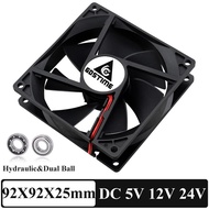 LJJ Gdstime 90mm 5V 12V 24V 2PIN 3PIN USB Brushless DC Cooling Fan 92mmx92mmx25mm PC Case Exhaust Ra
