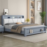 Solid Wood Bed Single Bed with Lights for Small Apartments1.5Modern Simplicity1.8Storage Bed Master 