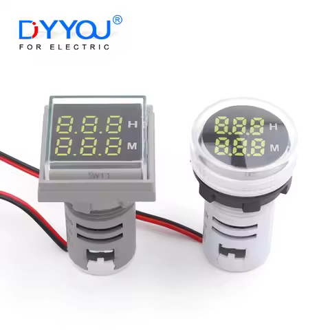 DIY YOU Digital Timer Meter Led Round/Square AC 220V-380V Mini Signal Light hour meter 22MM Panel mo