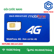 (GIA HẠN THEO THÁNG) Sim 4G Mobifone gói NA90 Ưu đãi 15GB/ 1 tháng data tốc độ cao - Phí 90k/tháng -