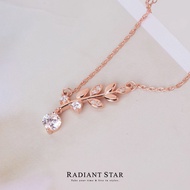 Hope Bay Leaf Pendant Zircon 925 Sterling Silver Necklace [SL728] Bright Star
