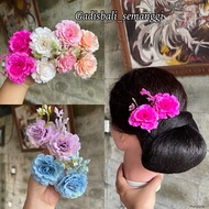 Dahlia clover bun/, threaded rubber/, small dahlia flower/