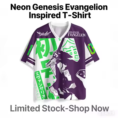 Men's Evangelion Unit-01 Mecha Design V-neck Short-sleeved Sweatshirt #01 Evangelion Anime Mecha Fan