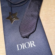 有袋 有包裝 Christian Dior Oblique silk tie 深藍 navy 呔 領帶
