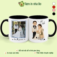 Custom ceramic cups with real prints + cute 2D cartoon style variations, meaningful anniversary gift