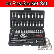 SOCKET WRENCH SET 46PCS 1/ 4" inch SOCKET WRENCH SET MULTI-PURPOSE SHOCK WRENCH 0.25 inch in dim SOC