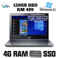 Laptop Acer C740 Windows 10 4GB RAM 128GB SSD Best price free gift murah