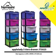 Applelady 5 Tiers Plastic Drawer/Kabinet Laci/5 Tiers Colorful Cabinet/Multipurpose Storage Cabinet