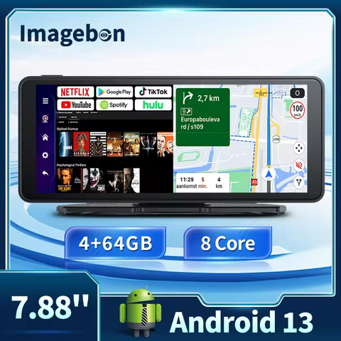 7.88'' Imagebon Android 13 Car DVR 5GWiFi Wireless CarPlay Android Auto Dash Cam Bluetooth Audio U D
