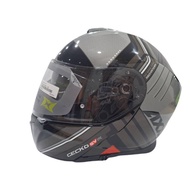 AXXIS FU403SV Gecko SV Helmet Gloss Gray B2 | Sun Visor | ECE/DOT Certified | Full Face Helmet