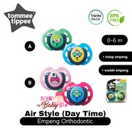 tommee tippee air style soother twin pack empeng bayi orthodontic - 0-6 bulan motif b