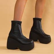 Large Size 35-43 Thick-Soled Heightened 12CM Martin Boots Large Size Women's Shoes 41 Fat Feet Autum