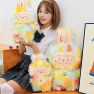 8ZBH Cartoon Rainbow Big Angel Labubu Plush Toy Fluffy Heart Labubu Doll Pillow