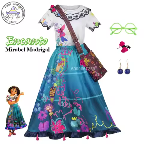 Encanto Anime Mirabel Cosplay Costume Princess Dress Top Skirt Outfit for Women Girls Performance Ch