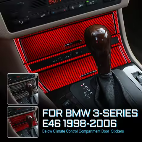 For BMW E46 1998-2006 Central Control Trim Sticker Carbon Fiber Gear Shift Ashtray Storage Box Anti-