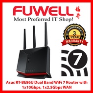FUWELL - Asus RT-BE86U Dual Band WiFi 7 Router with 1x10Gbps/1x2.5Gbps WAN [3 Years Local Warranty]