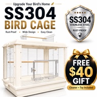 Bird Cage | Parrot Cage  Premium Stainless Steel 304 Luxury Bird Cage | Clear Front View