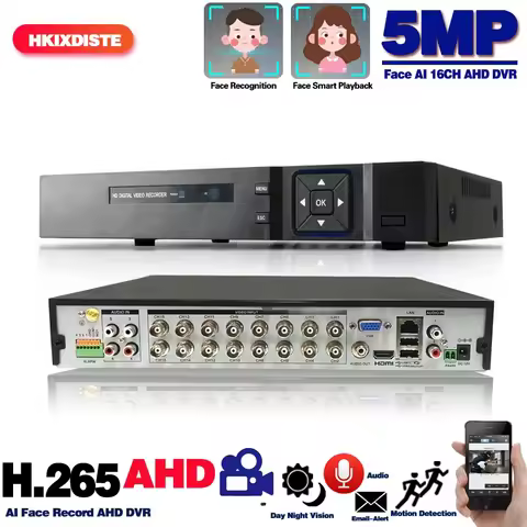 16 Channel AHD DVR 5MP 16CH AHD/CVI/TVI DVR 2592*1944 5MP CCTV Video Recorder Hybrid DVR NVR HVR 6 I
