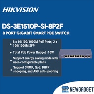 HIKVISION DS-3E1510P-SI-8P2F 8 PORT GIGABIT SMART POE SWITCH 110W + 2 SFP LONG RANGE UP TO 300M