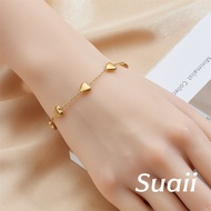 [Suaii] Adjustable Casual 3D Heart-shaped Metallic Chain Bracelet A611