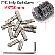 12pcs ST/TL Electric Guitar Bridge String Code Screw+Hex Wrench Piano Code Saddle Screw 3x10mm TBSI