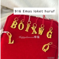 916 gold Alphabet Pendant A-Z solid tebal/ 916 emas Huruf Loket A B C/ 916 黄金字母牌