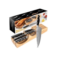 Nanfang thers Kitchen Knife Set 6 Pieces Damascus Knife Block Sets Wi