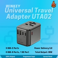 Winkey Universal Travel Adapter 35W PPS 5 Port USB &amp; USB C PD UTA02 Official Warranty