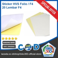 (20 Lembar) Kertas Sticker Folio F4 Printable 21,5 x 33cm bisa di print HVS Chromo Folio Doff Label 