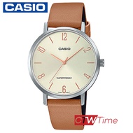 CASIO Standard นาฬิกาข้อมือผู้หญิง สายหนัง รุ่น LTP-VT01L-5BUDF (สีน้ำตาล / หน้าปัดสีครีมตัวเลข)